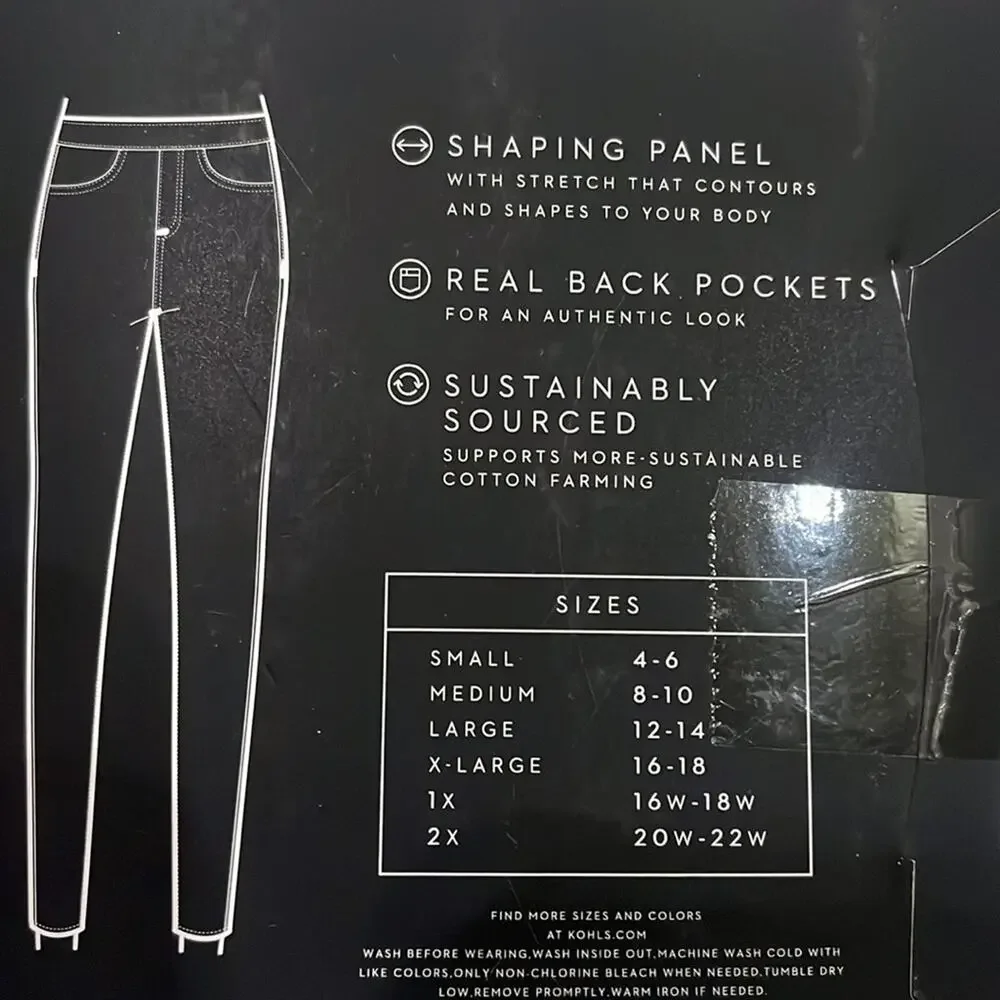 Simply Vera Wang Leggings High Rise White Cotton Denim Shaping Stretch 2X - Picture 3 of 6
